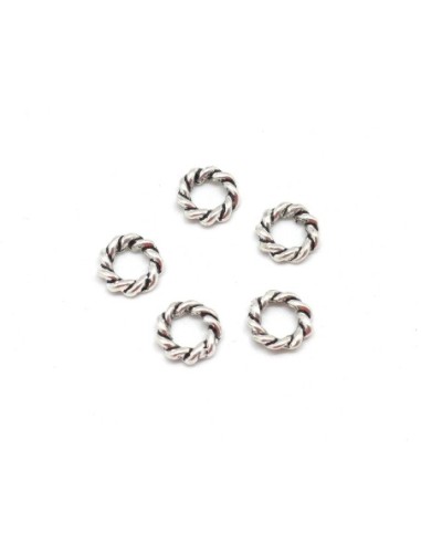 30 anneaux connecteurs en métal argenté travaillé 11mm