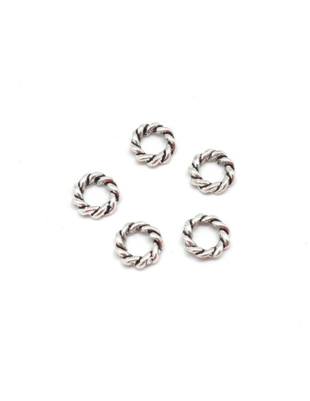 30 anneaux connecteurs en métal argenté travaillé 11mm