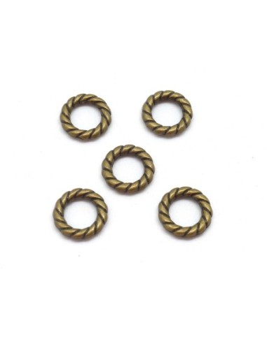 Anneau connecteur métal couleur bronze travaillé 15mm