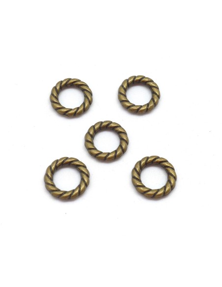 Anneau connecteur métal couleur bronze travaillé 15mm