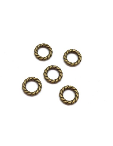 Anneau connecteur métal couleur bronze travaillé 15mm