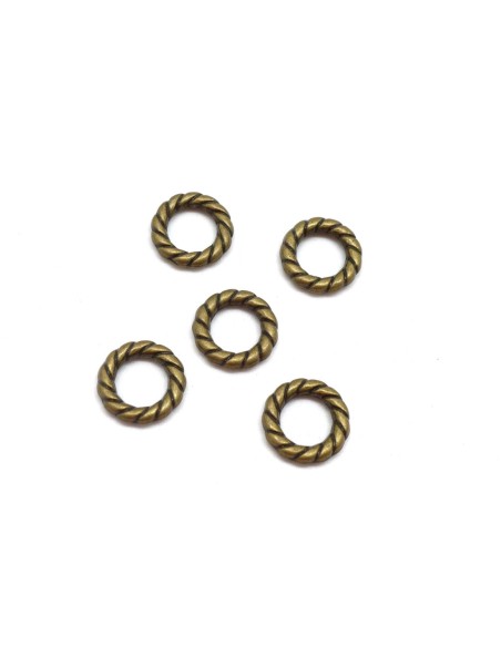 Anneau connecteur métal couleur bronze travaillé 15mm