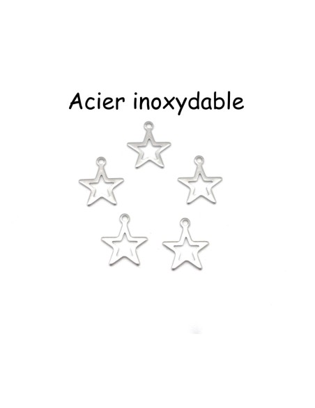 breloque étoile argenté en acier inoxydable