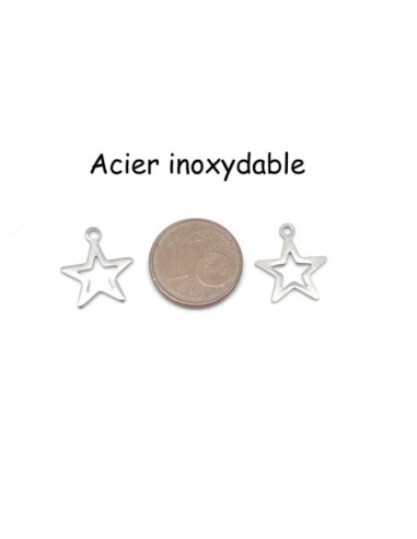 breloque étoile argenté en acier inoxydable