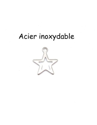breloque étoile argenté en acier inoxydable
