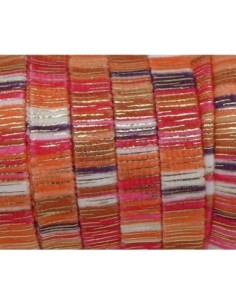 Lanière velours 10mm rayé rose fuchsia, orange, blanc et doré style bollywood 2
