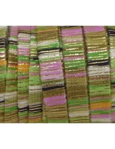 Lanière velours 10mm rayé vert anis, rose, blanc et doré style bollywood 2