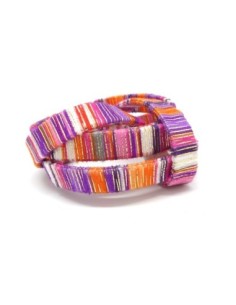 75cm Lanière en velours 10mm multicolore rayé rayé violet, rose, blanc et doré style bollywood