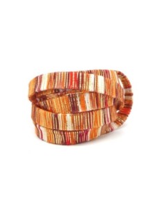 75cm Lanière en velours 10mm multicolore rayé orange, rouille et doré style bollywood