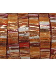 75cm Lanière en velours 10mm multicolore rayé orange, rouille et doré style bollywood 2
