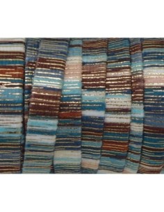 75cm Lanière en velours 10mm rayé bleu, blanc, marron et doré style bollywood 2
