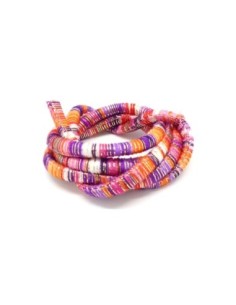 cordon velours 6mm multicolore rayé violet, rose, blanc et doré style bollywood