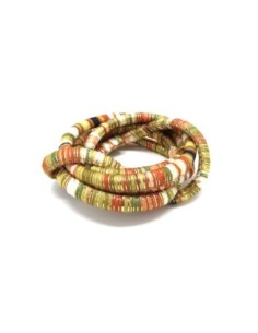 cordon velours 6mm multicolore rayé vert, orange doré