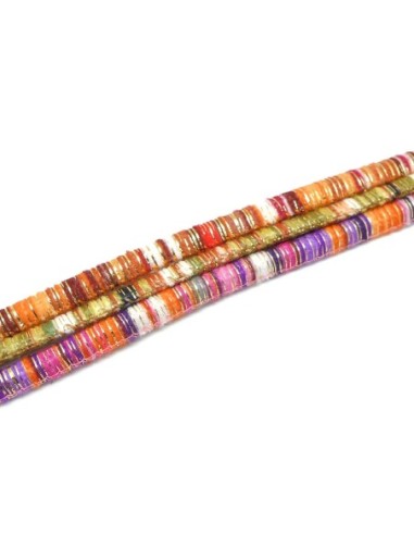 cordon velours 6mm multicolore rayé vert, orange doré