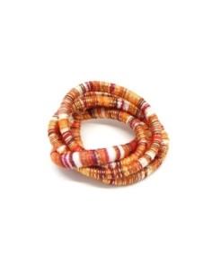 cordon velours 6mm multicolore rayé orange, rouille et doré style bollywood