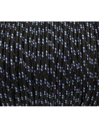 paracorde 3mm cordon nylon tressé, gainé noir, blanc, bleu