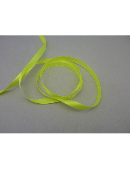 Ruban plat satiné 9,5mm jaune fluo