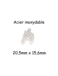 breloque cheval argenté en acier inoxydable