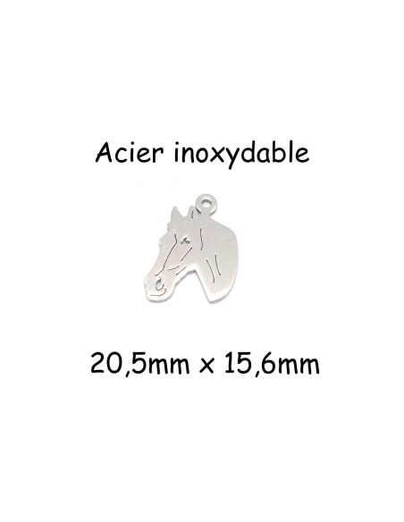 breloque cheval argenté en acier inoxydable