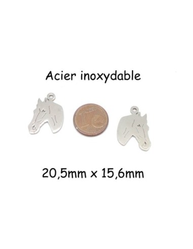 pendentif cheval argenté en acier inoxydable