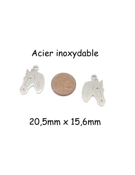 pendentif cheval argenté en acier inoxydable