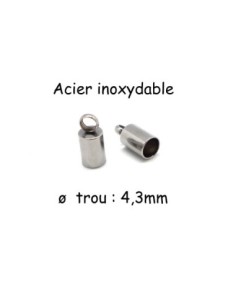 Embout pour cordon 4mm en acier inox