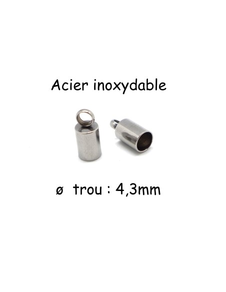 Embout pour cordon 4mm en acier inox