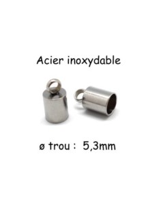 Embout argenté en acier inoxydable pour cordon 5mm