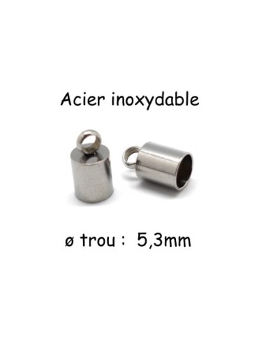 Embout argenté en acier inoxydable pour cordon 5mm