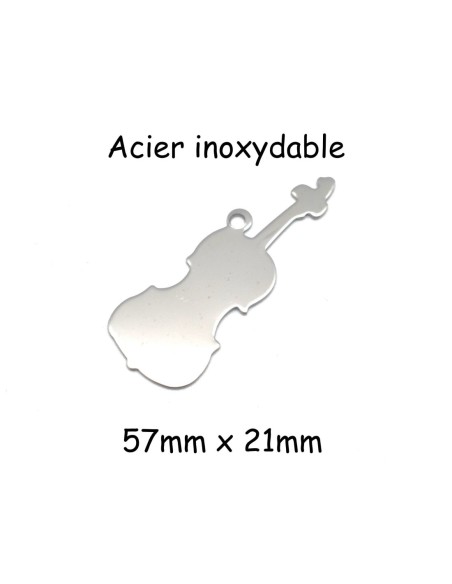 pendentif violoncelle argenté en acier inoxydable