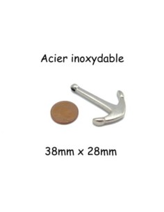 Fermoir ancre marine argente en acier inoxydable 38mm x 28mm 2