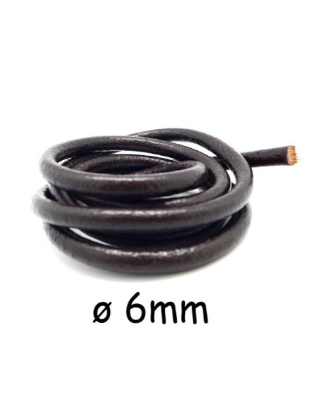 Cuir 6mm rond marron foncé pour création DIY