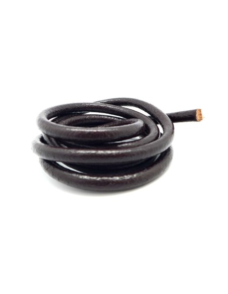 Cordon cuir 6mm rond marron foncé