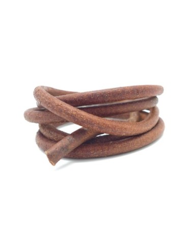 Cordon cuir 6mm marron noisette rustique pour création DIY