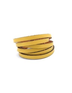 lanière cuir 5mm jaune curry texturé finition rustique 2