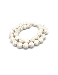 perle ronde 12mm pierre naturelle imitation turquoise "Howlite" couleur blanc cassé