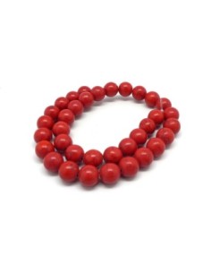 perle 12mm pierre naturelle imitation turquoise "Howlite" rouge