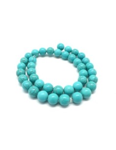perle 10mm pierre naturelle imitation turquoise "Howlite" bleu turquoise