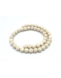 perle 10mm pierre naturelle imitation turquoise "Howlite" blanc casse beige