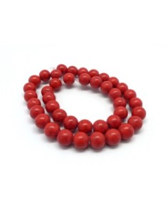 perle 10mm pierre naturelle imitation turquoise "Howlite" rouge