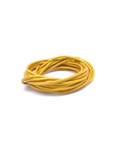 Cordon cuir rond 2mm jaune curry, moutarde métallisé