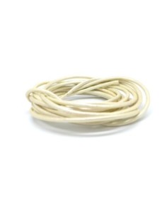 Cordon cuir 2mm rond blanc cassé métallisé