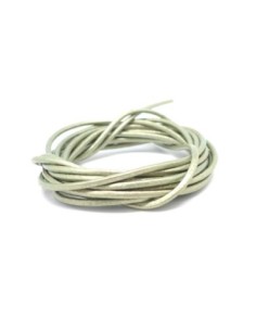 Cordon cuir rond 2mm vert tilleul, vert amande métallisé