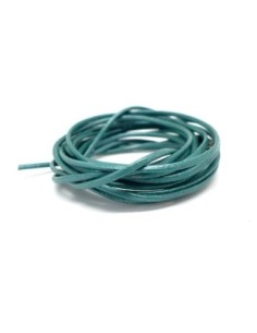 Cordon cuir rond 2mm bleu canard métallisé