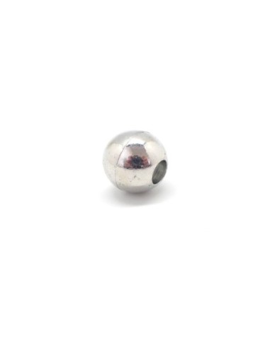 Fermoir aimanté boule pour cordon de 3,5mm en métal argenté