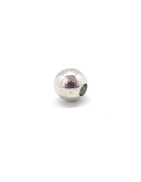 Fermoir aimanté boule pour cordon de 3,5mm en métal argenté