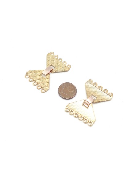 Fermoir connecteur 5 rangs métal doré travaillé fligrane