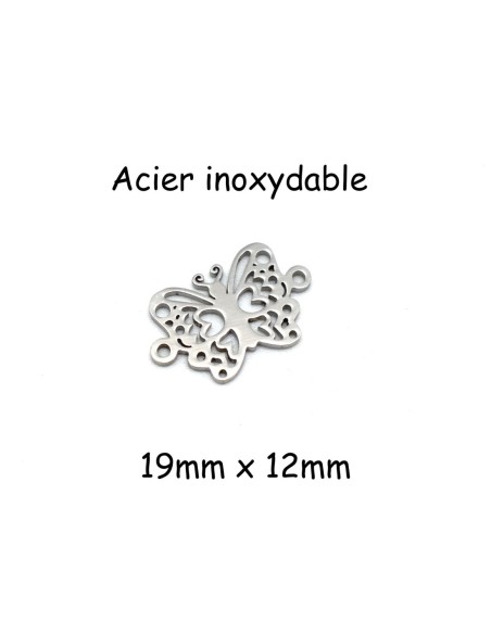 Perle connecteur papillon en acier inoxydable
