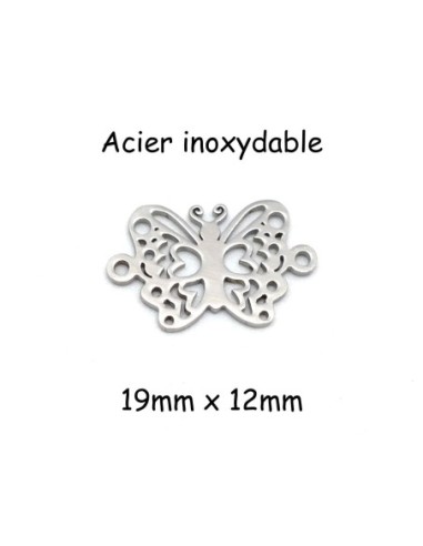 Perle connecteur papillon en acier inoxydable