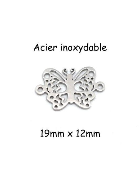 Perle connecteur papillon en acier inoxydable